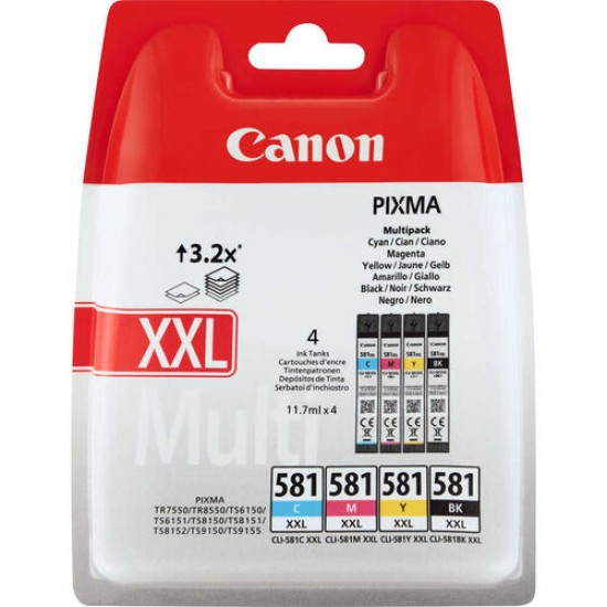 Canon CLI-581XXL (1998C005) Multipack 4&#039;lü Set Orjinal Kartuş - TS6150 / TS6250 (T12469)