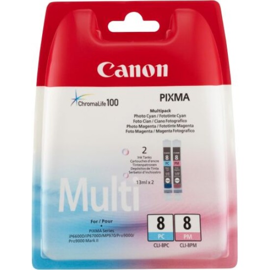 Canon CLI-8PC / CLI-8PM (0624B026) İkili Paket Orjinal Kartuş - IP3300 / IP4200  (T13048)