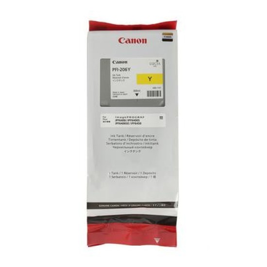 Canon PFI-206Y (5306B001) Sarı Orjinal Kartuş - iPF6400 / iPF6450 (T10056)