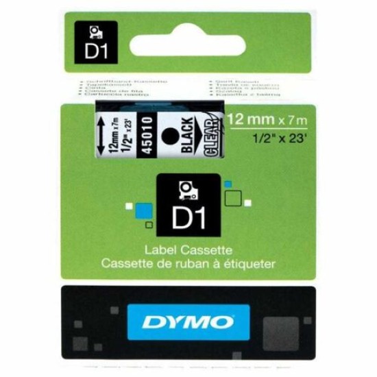 Dymo 45010 Şeffaf Üzerine Siyah Etiket Şeridi (T15869)