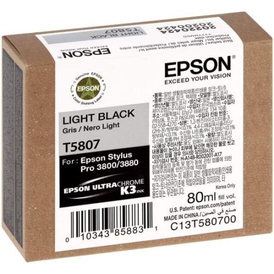 Epson C13T580700 (T5807) Açık Siyah Orjinal Kartuş - Stylus Pro 3800 (T14924)