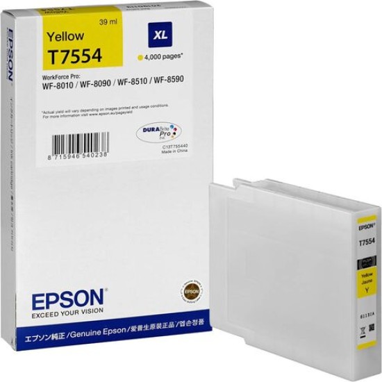 Epson C13T755440 (T7554XL) Orjinal Sarı Kartuş - WF-8010DW / WF-8090 (T12316)