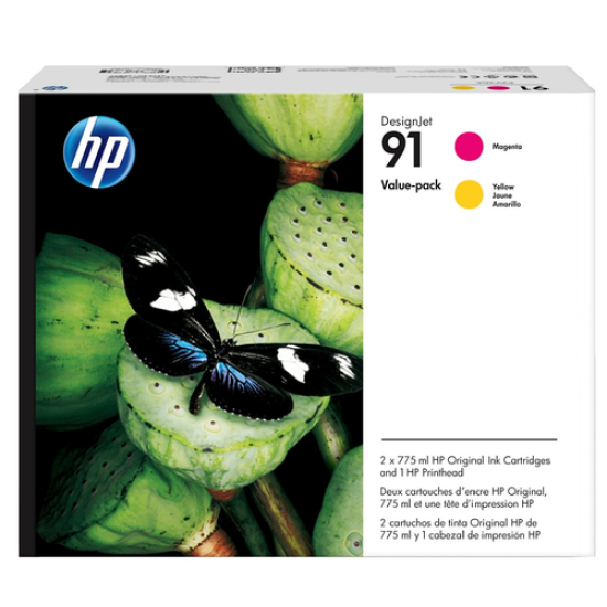 HP P2V36A (91) Sarı-Kırmızı İkili Paket Orjinal Baskı Kafası - Designjet Z6100 (T12942)