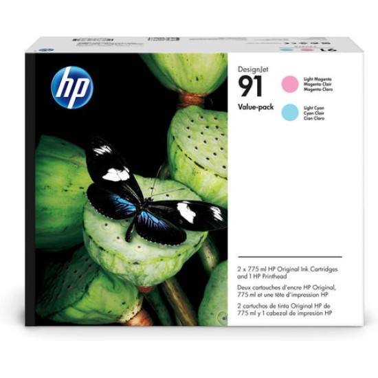 HP P2V37A (91) Açık Kırmızı-Açık Mavi İkili Paket Orjinal Baskı Kafası - Designjet Z6100 (T12943)