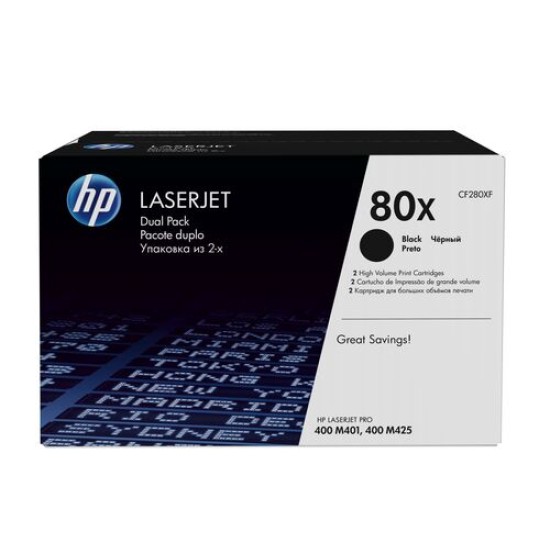 HP CF280XF (80X) İkili Paket Orjinal Toner - LaserJet M401 / M425 (T13072)