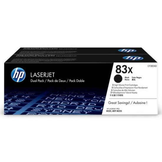 HP CF283XD (83X) İkili Paket Siyah Orjinal Toner Yüksek Kapasite - M201dw / M225dn (T12920)