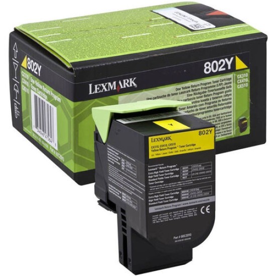 Lexmark 80C20Y0 (802Y) Sarı Orjinal Toner - CX310 / CX410 (T13581)