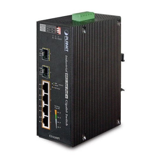 Planet PL-IGS-624HPT Endüstriyel Tip Yönetilemeyen PoE+ Switch (T15229)