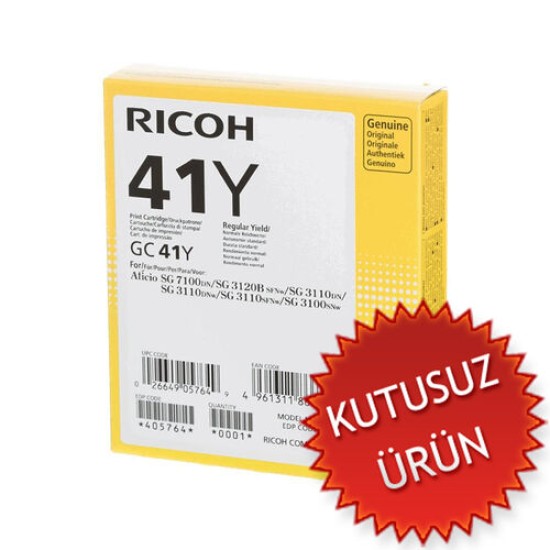 Ricoh GC41Y 405768 / 405764 Geljet Sarı Orjinal Kartuş (U) (T15971)